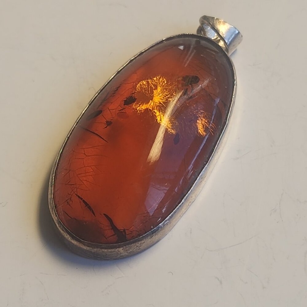 Authentic Baltic Amber Elongated Pendant | Natural Honey Gold Gemstne 2 inches